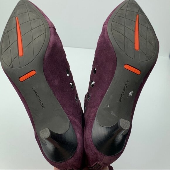 Rockport booties size 8.5 39 plum purple suede cut out cap pointy toe boots - Picture 6 of 12